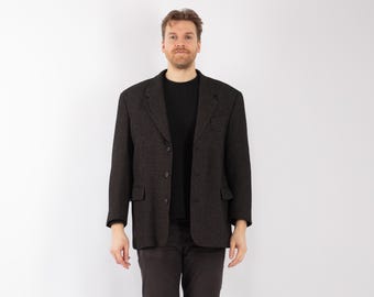 70s Vintage Gray Wool Blazer Jacket, Retro Sport Coat, Men's Size M/L