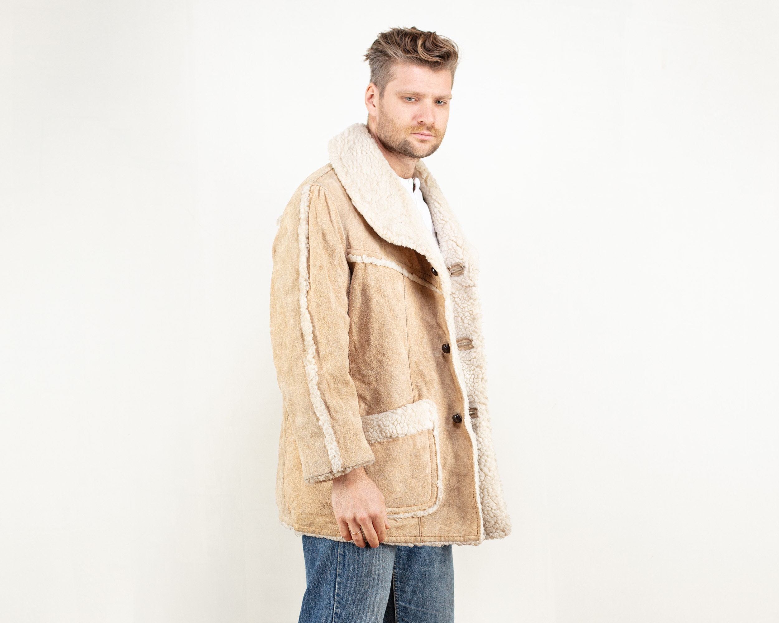 Sears Western Wear Suede sherpa Coat 