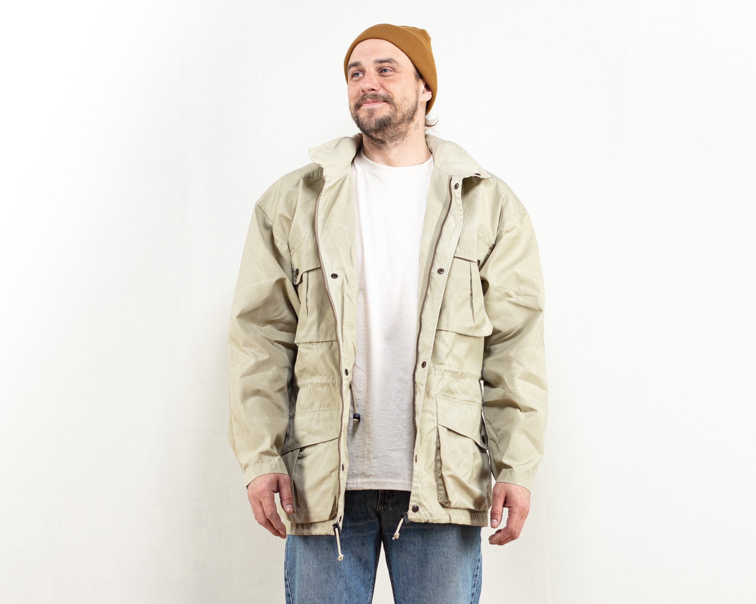 Fjallraven Beige Jacket vintage 80's Swedish outdoor waxed jacket