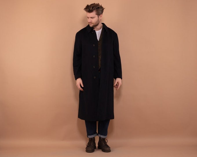 Men Wool Blend Coat 80s, Size M Medium, Vintage Navy Topcoat, Mens Clothing, Old Fashioned Coat, Men Spring Coat, Luxury Wear, BetaMenswear