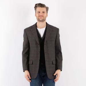 Herren Grauer Wollblazer, Größe L Große Vintage Wolljacke, Retro Sportmantel, Graue Wolljacke, Kulturerbe Mode, Alte Geldkleidung