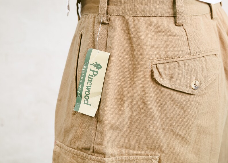 size Large L Vintage Canvas Cargo Shorts Men Summer Shorts Men/'s Casual Shorts Brown Hiking Shorts Scout Shorts Safari Shorts