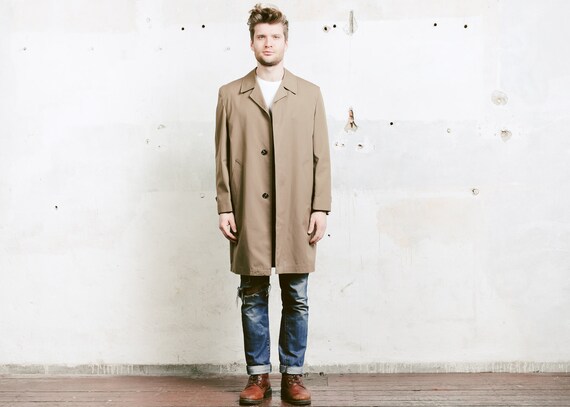 Men Brown Coat . Vintage Spring Coat Men's Long Jacket Mac - Etsy