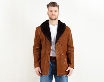 Vintage Faux Sheepskin Coat Men 