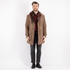 70's Western Suede Coat, Size L Vintage Men Suede Coat, Western Cowboy Coat, Mens Clothing, Trapper Apparel, Old Fashioned Outerwear