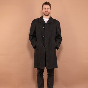 Long Wool Coat, Size Large L, Vintage Wool Overcoat, Gray Winter Coat, Mens Clothing, Classic Long Coat, Elegant Coat, BetaMenswear