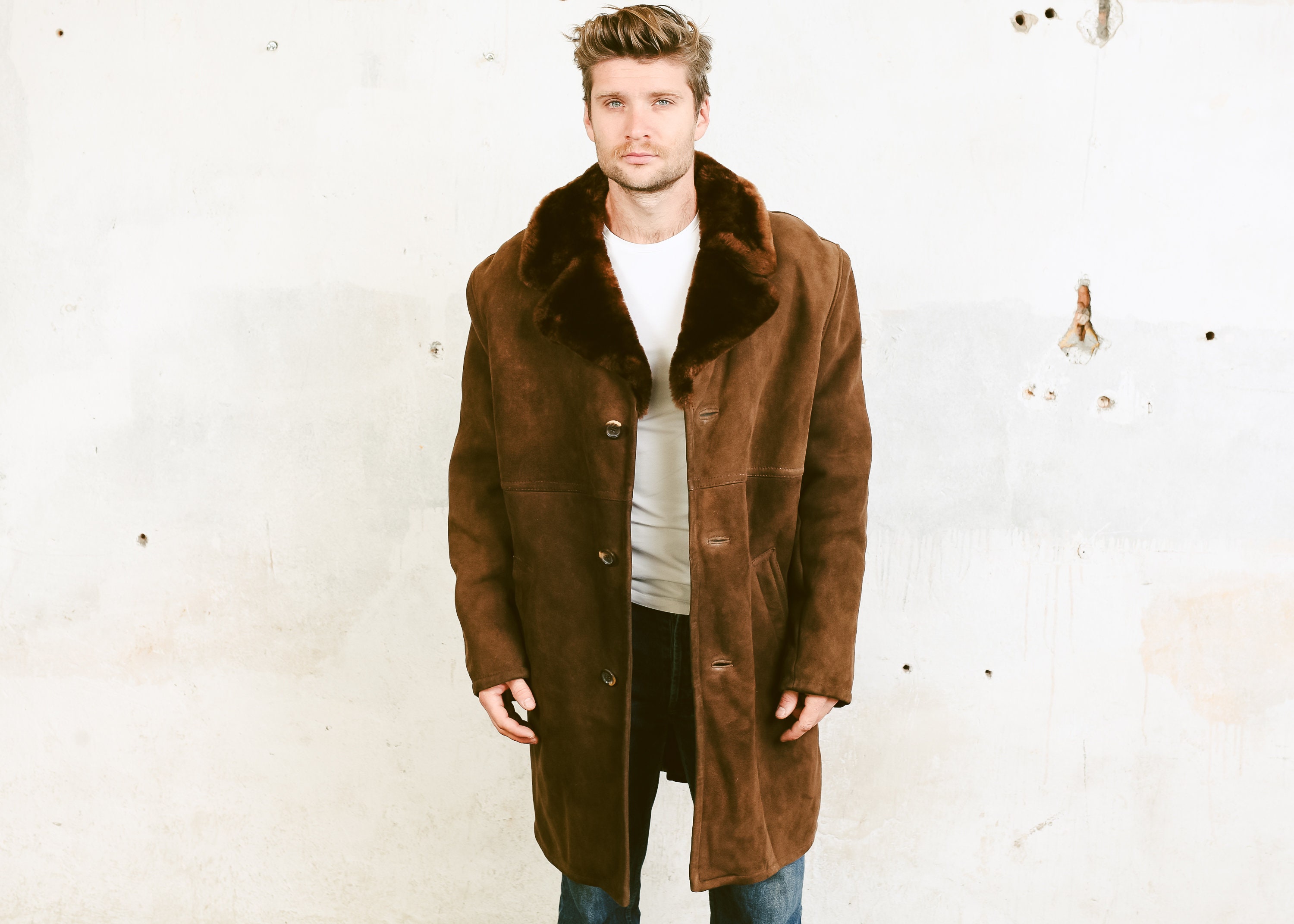 suede fur coat mens