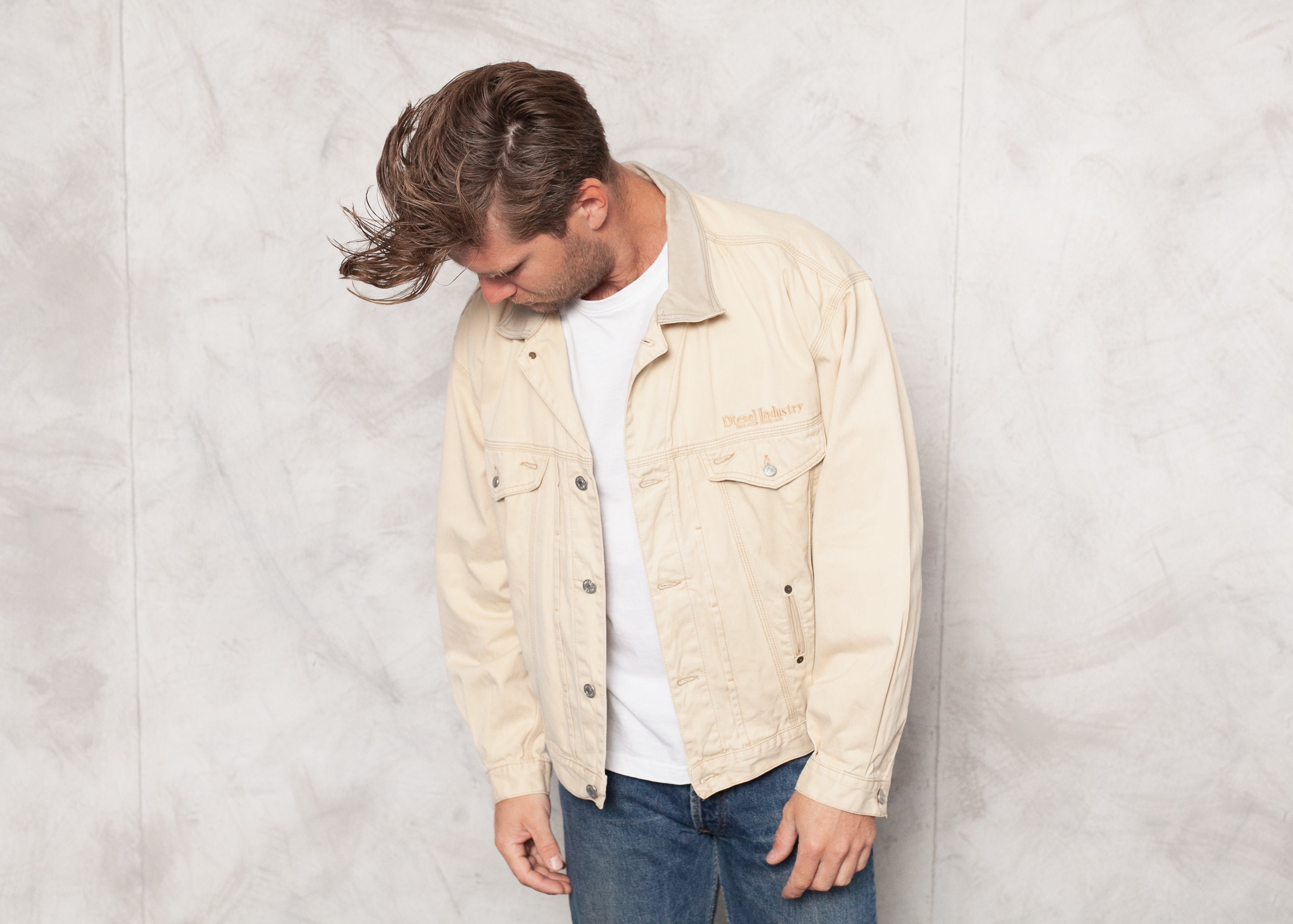 mens beige trucker jacket