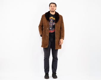 Men's Black Suede Sherpa Jacket, Size L Vintage Suede Jacket, Men