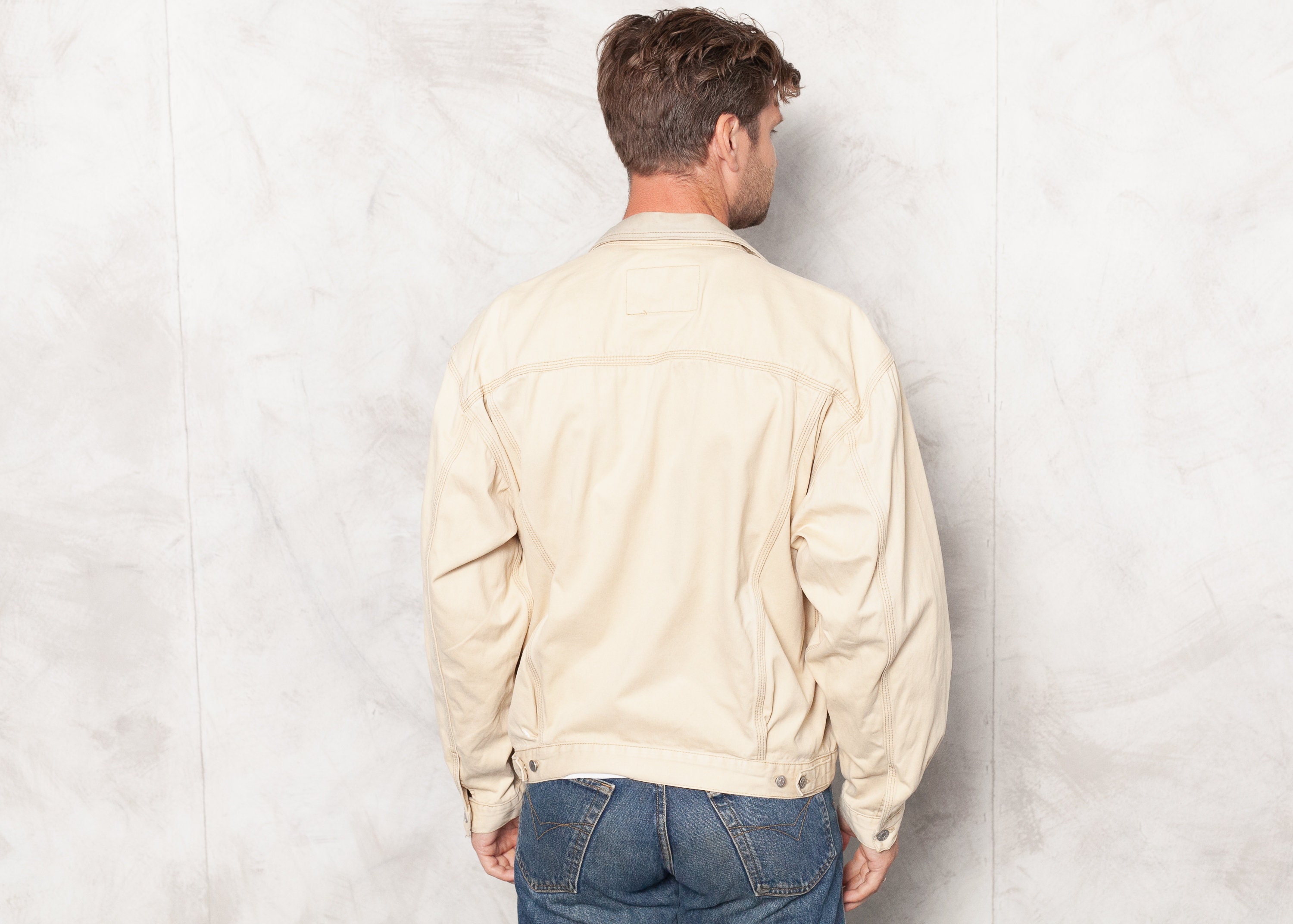 beige jean jacket