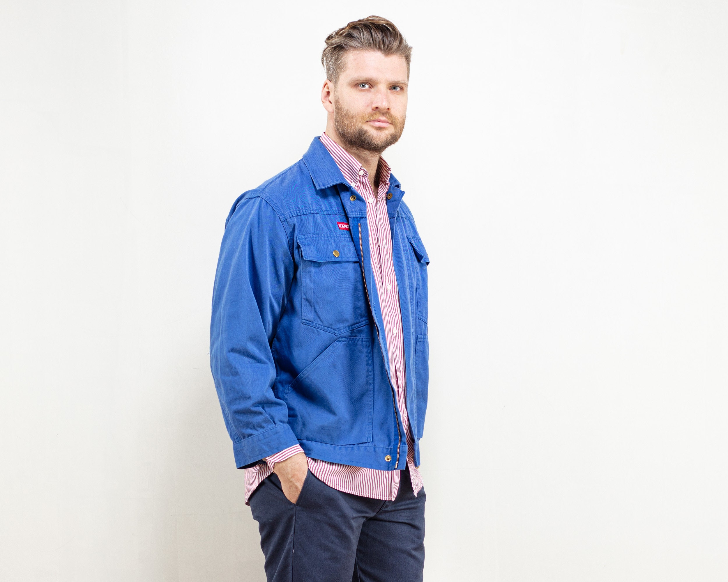 Indigo Blue Chore Jacket vintage work jacket 1990's men workwear