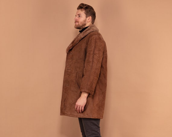 Abrigo de ante de piel de oveja para hombre de los anos 70 tamano grande abrigo