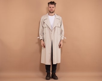 Men Trench Coat 90s, Size S Vintage Trench Coat, Double Breasted Coat, Men Clothing, Commuter Coat, Spring Coat, Minimalist Outerwear