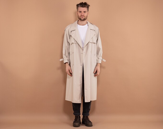 Men Trench Coat 90s, Size S Vintage Trench Coat, Double Breasted Coat, Men Clothing, Commuter Coat, Spring Coat, Minimalist Outerwear