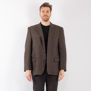 70s Men Brown Wool Blazer, Men&#39;s Size XL Vintage Wool Jacket, Retro Sport Coat, Old Money Style, Mens Clothing, Heritage Style, Preppy