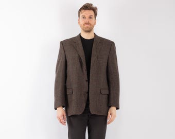 70s Brown Wool Blazer, Vintage Heritage Sport Coat, Men's Size XL