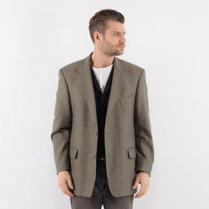 90s Beige Cashmere Blazer, Size XL Vintage Wool Jacket, Retro Sport Coat, Beige Wool Jacket, Heritage Fashion, Old Money Style Blazer