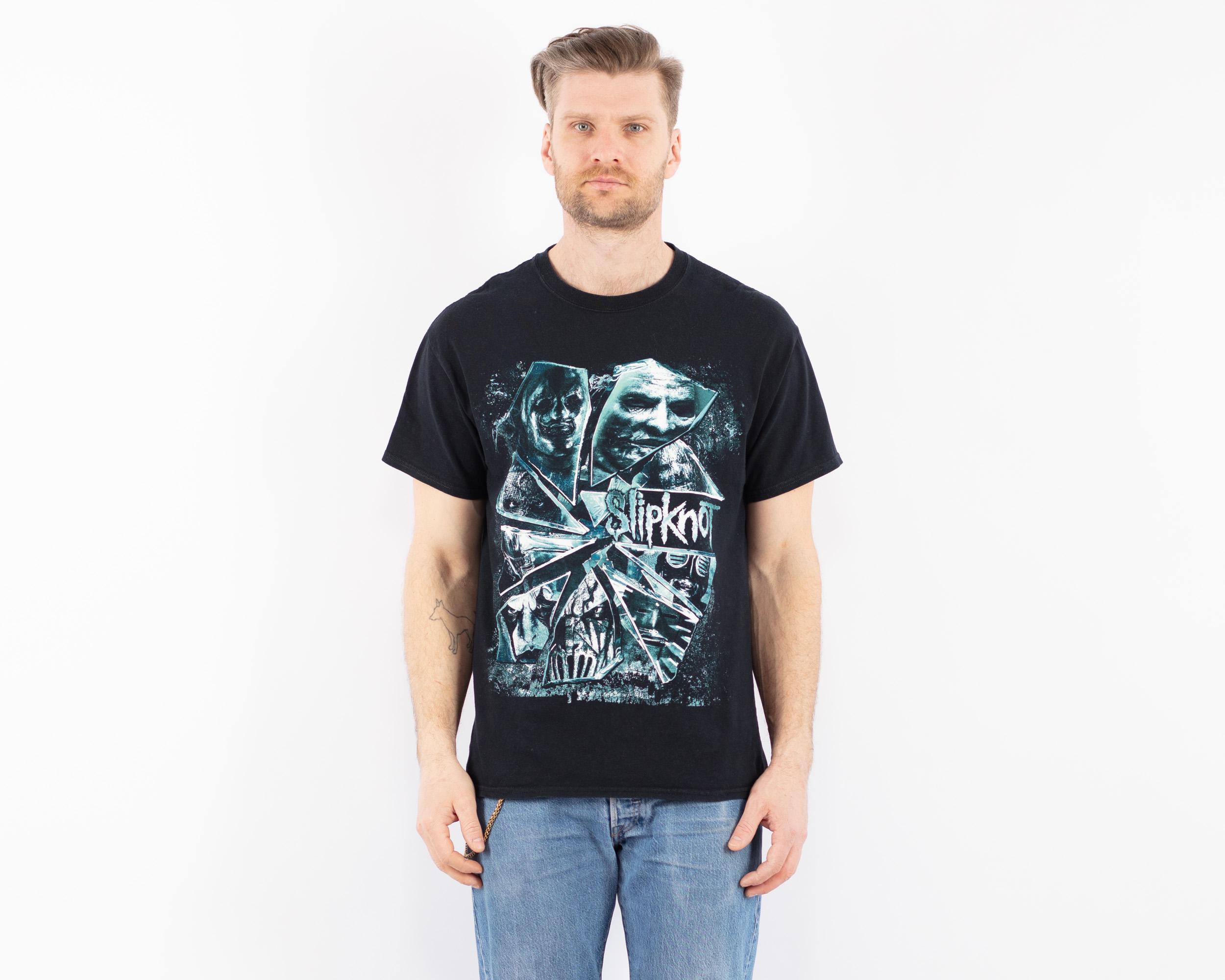 ヴィンテージ スリップノット バンドTシャツ、ブルー グラフィックT