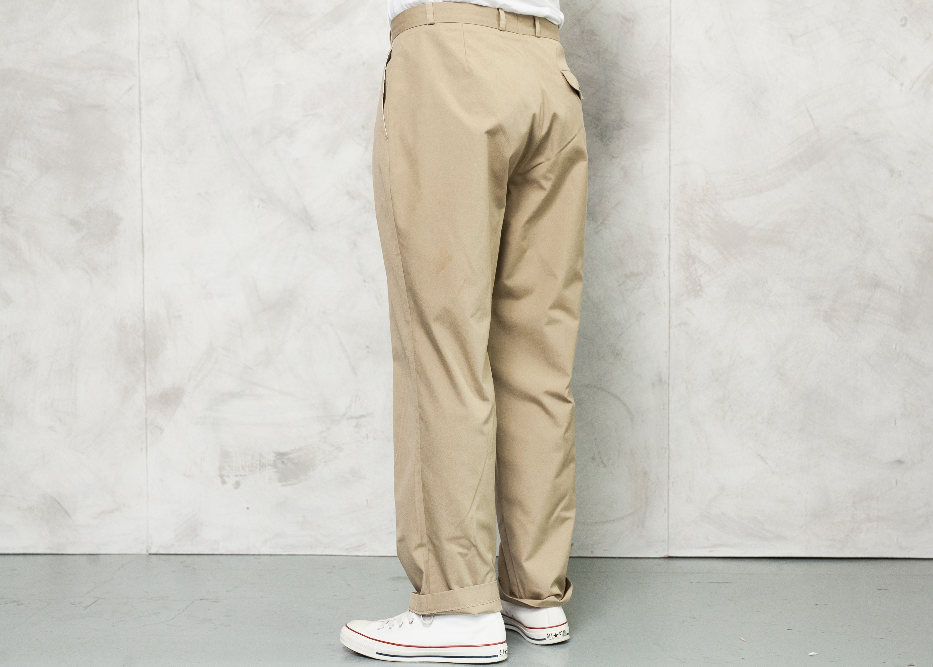 Vintage Casual Chino Pants . Men 90s Ankle Pants Brown Trousers Casual ...