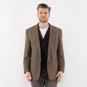 90s Beige Men&#39;s Wool Blazer, Size M/L Vintage Wool Jacket, Retro Sport Coat, Old Money Men Clothing, Heritage, Blazer Preppy Academia Wear