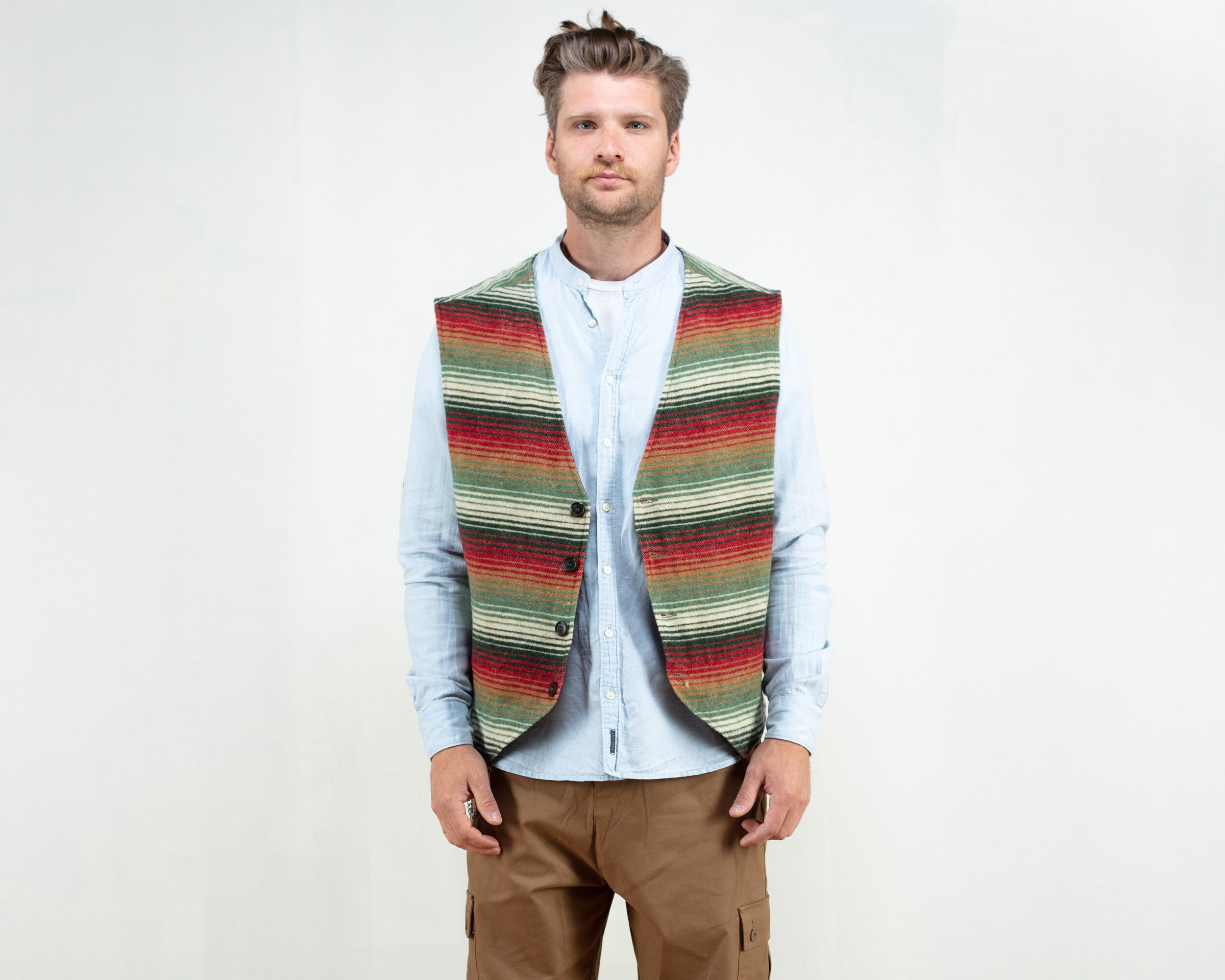 Aztec Men Vest Southwestern Vintage 90s 