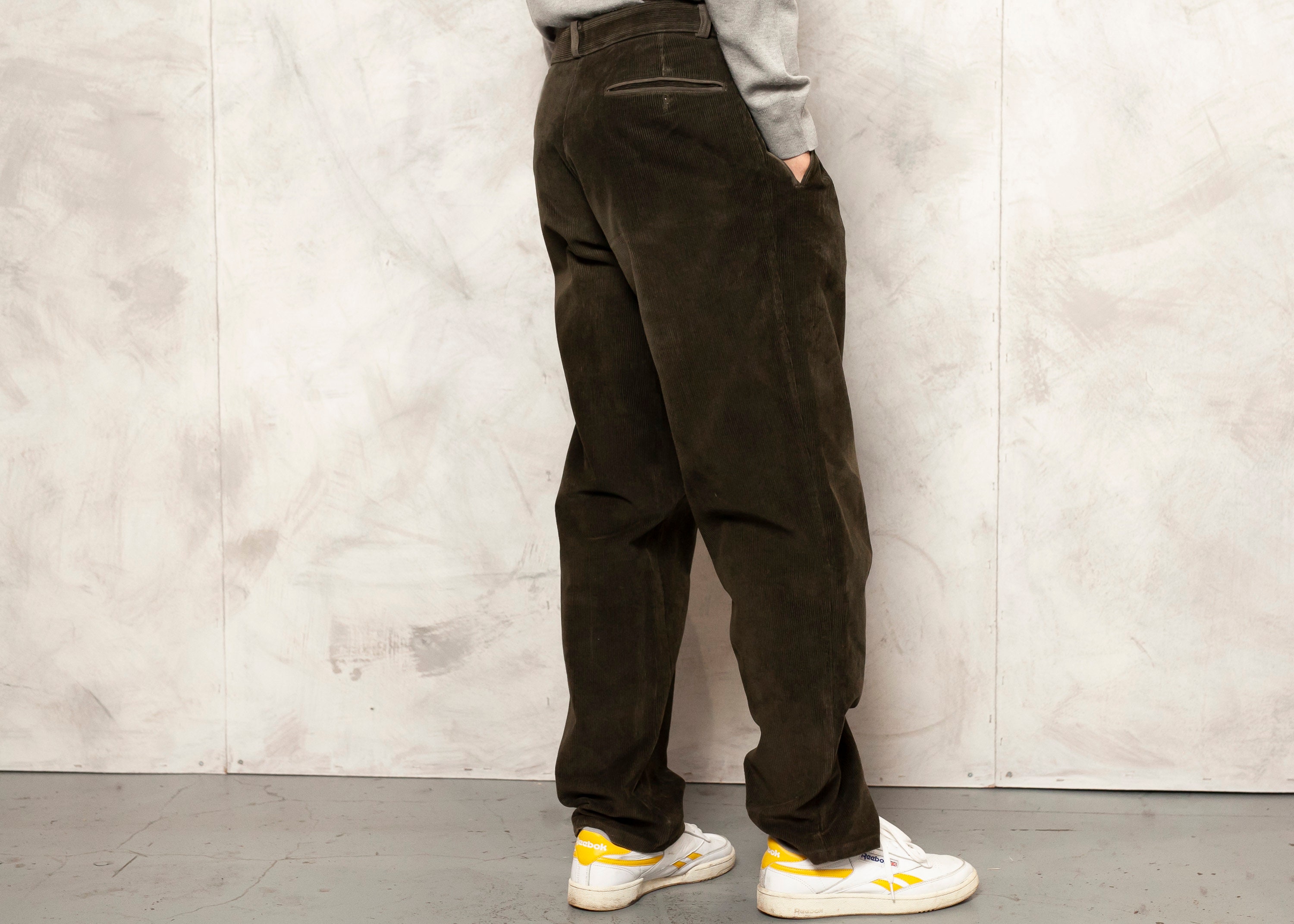 Baggy Corduroy Pants Vintage 90s Dark Brown Cord Pants Cotton Trousers ...