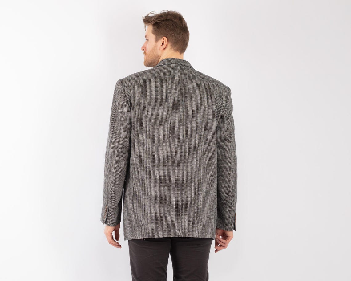 Vintage Gray Wool Blend Blazer, Size XL Retro Sport Coat, foto 2 di 5