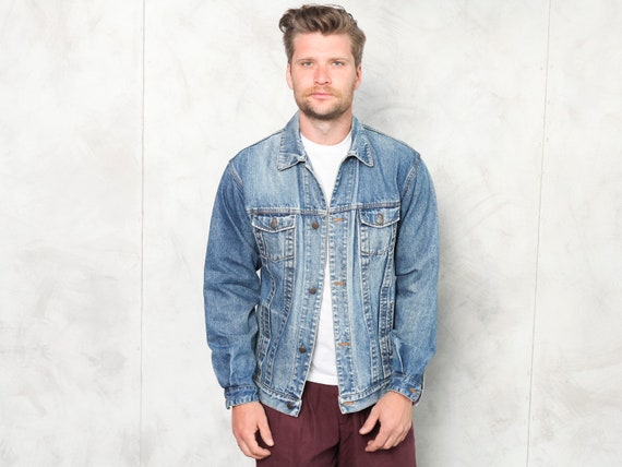 Blue Denim Jacket Vintage 90s Men 
