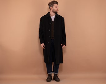 Men Wool Long Coat 90s, Size Large XL, Cashmere Wool Blend Coat, Classic Wool Coat, Minimalist Coat, Men Clothing, Spring Coat, BetaMenswear