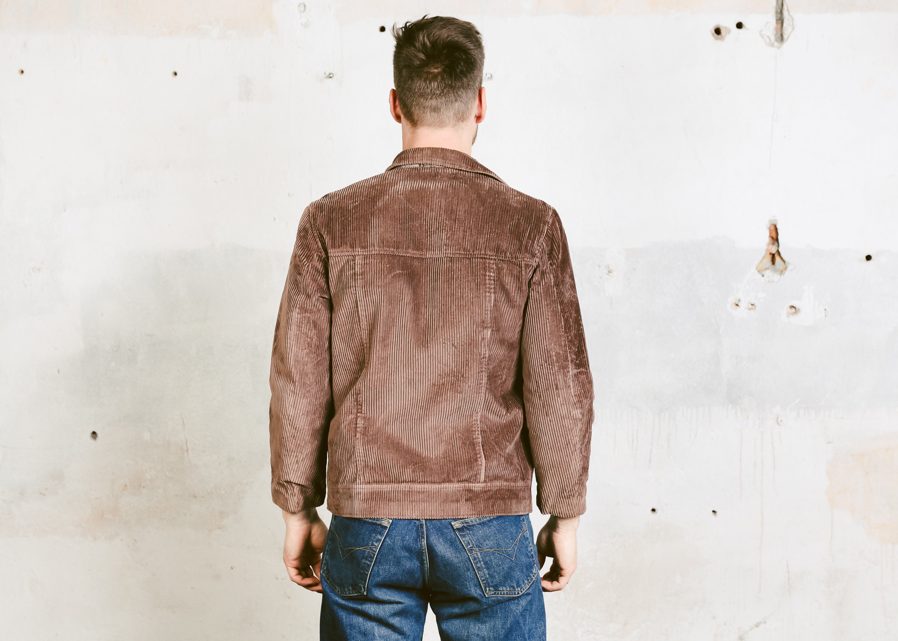 Brown Corduroy Jacket . Men Vintage 1970 Clothing Retro Jacket Brown ...