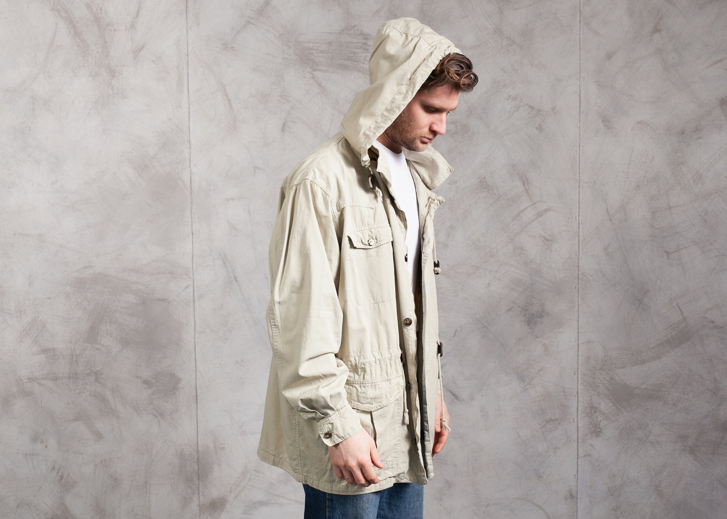 Men's Parka Field Jacket . Hooded Short 