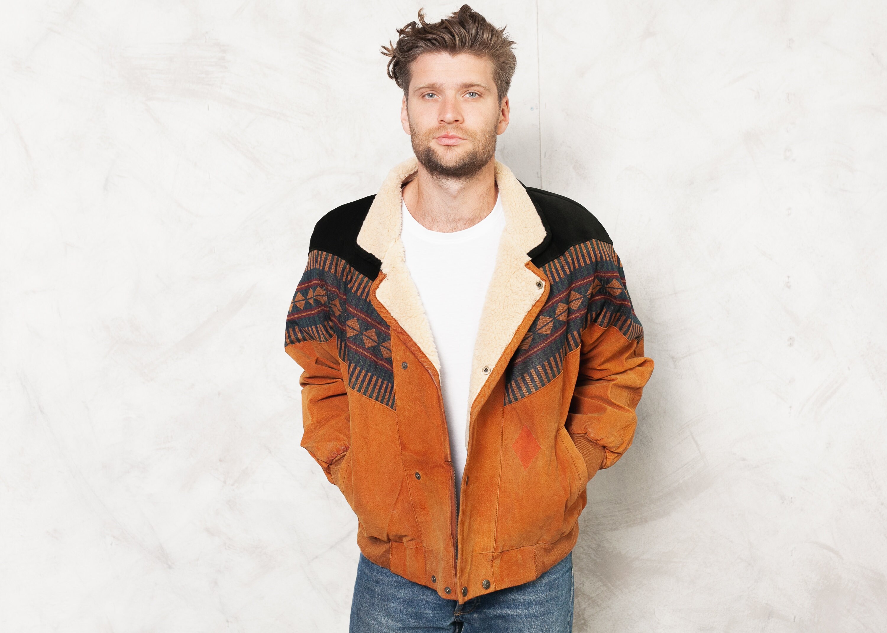 mens suede sherpa jacket