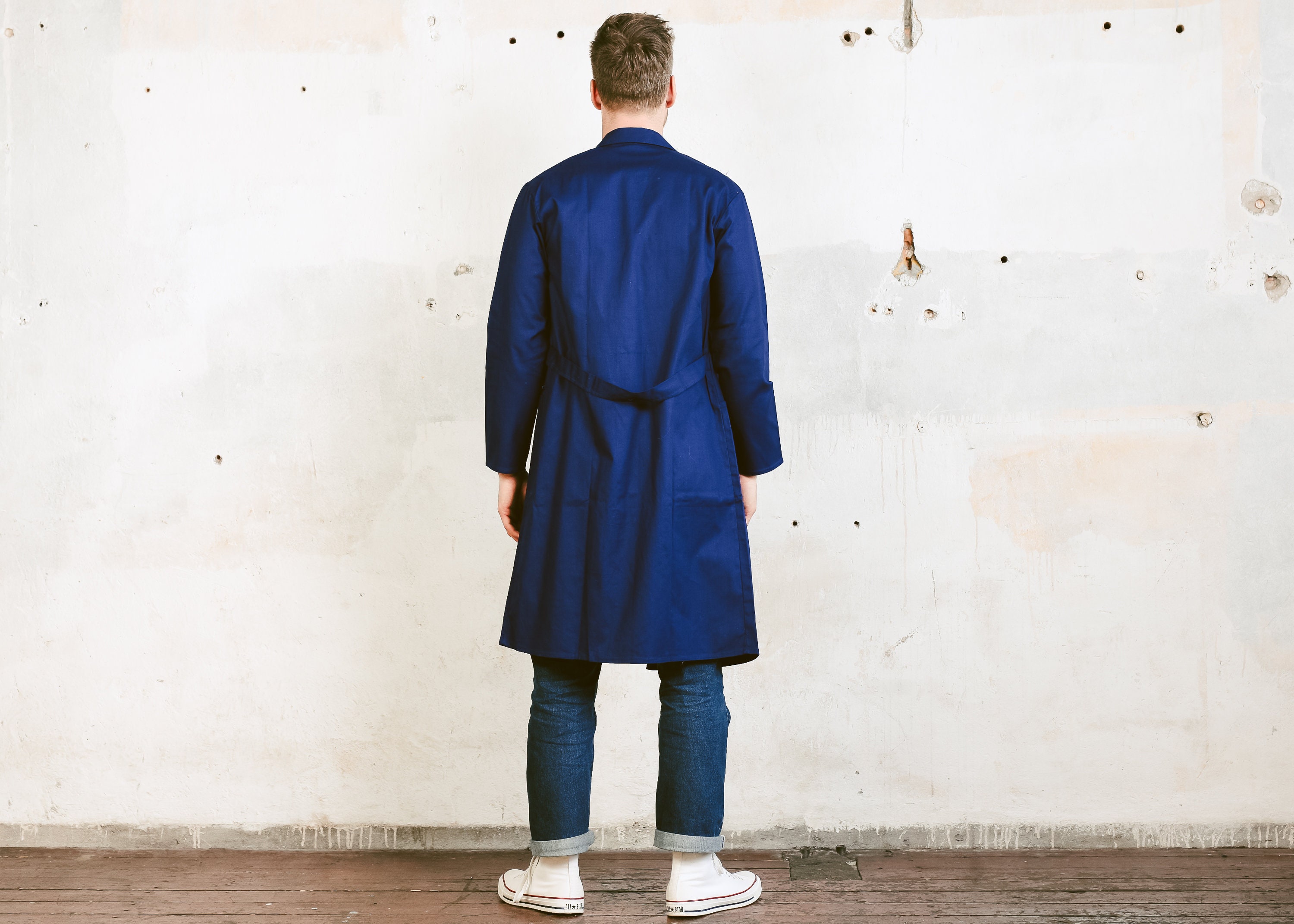 70s Men's Work Coat . Vintage Navy Blue Chore Jacket Men Workwear ...