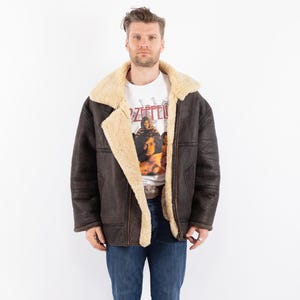 90s Men B-3 Style Sheepskin Bomber Jacket, Size XL Sheepskin Aviator Jacket, Shearling Bomber Jacket, Rustic Leather Jacket, BetaMenswear