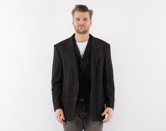 70s Hugo Boss Wool Blazer, Vintage Retro Sport Coat, Men's Size L