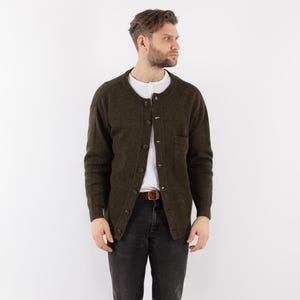 90s Mens Green Cardigan, Men Size M Button Up Cardigan, Cozy Wear, Vintage Wool Jacket, Retro Knitwear, Vintage Boho, Cottagecore