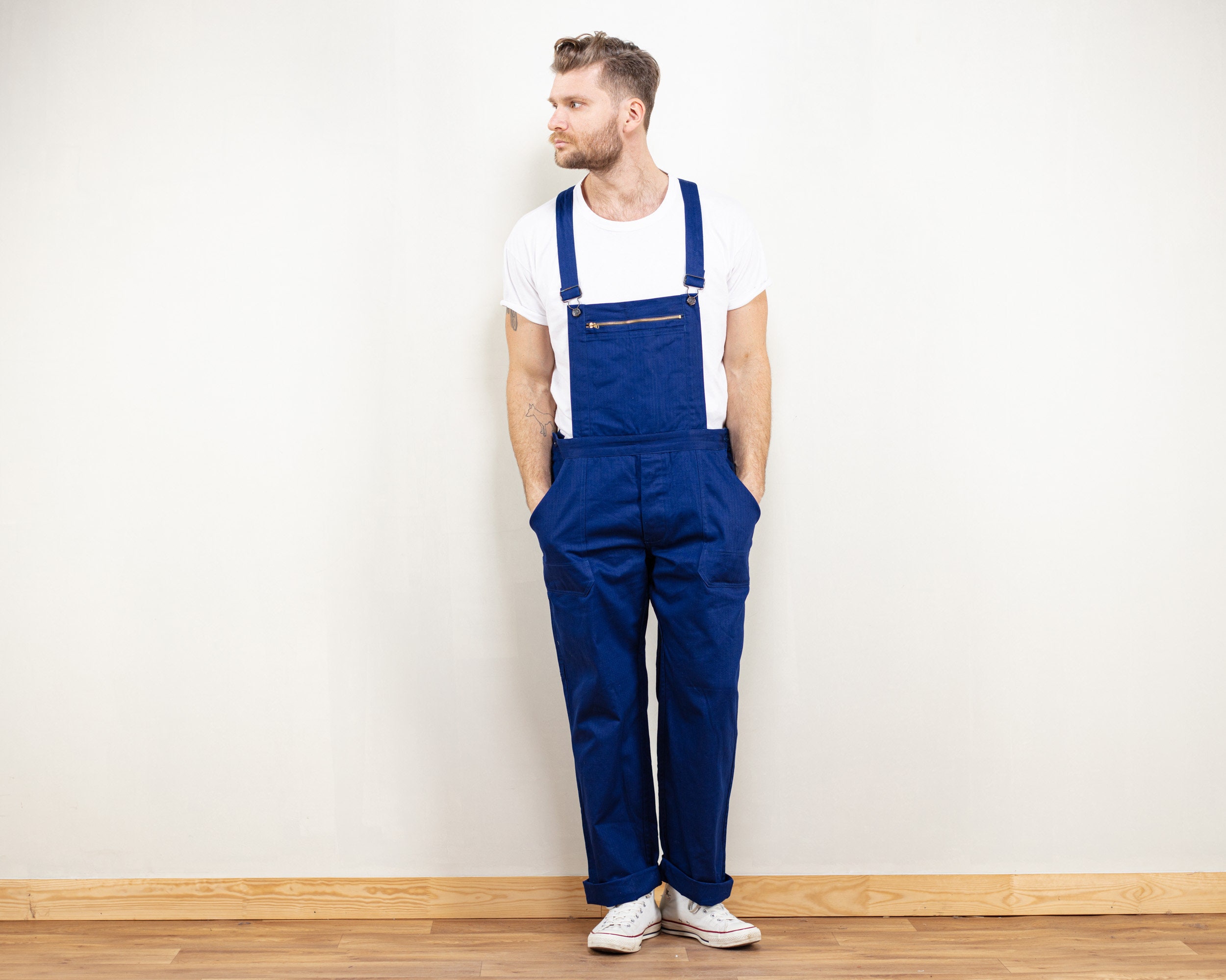 Men Blue Dungarees Vintage 90s Work 