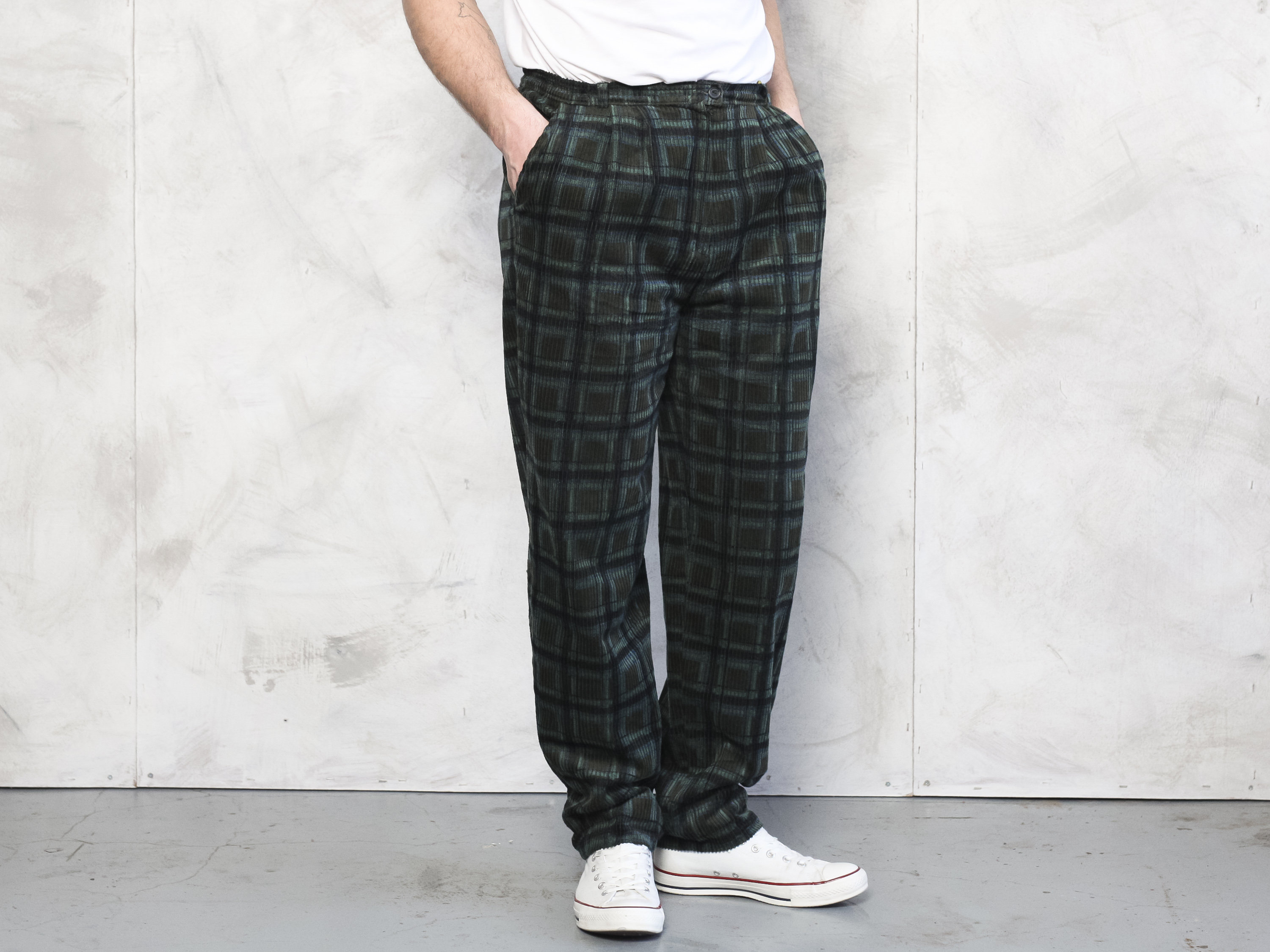 dark green cord trousers