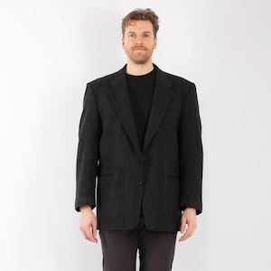 90s Gray Men&#39;s Blazer Jacket, Size L/XL Vintage Wool Jacket, Retro Sport Coat, Old Money Style, Mens Clothing, Heritage Wear, Preppy Style