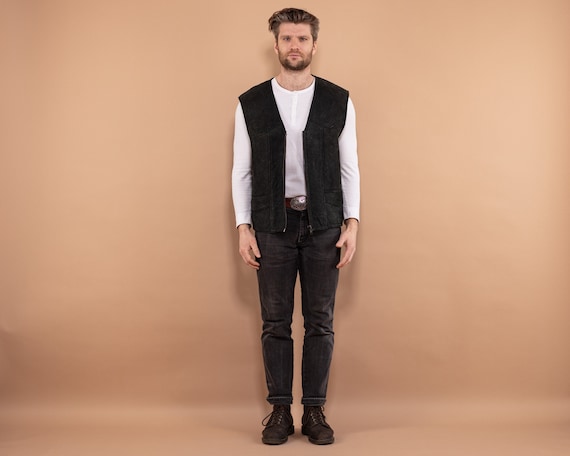 Gilet homme en peau de mouton des annees 80 grande taille L XL gilet en peau