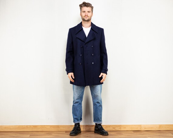 navy wool blend coat