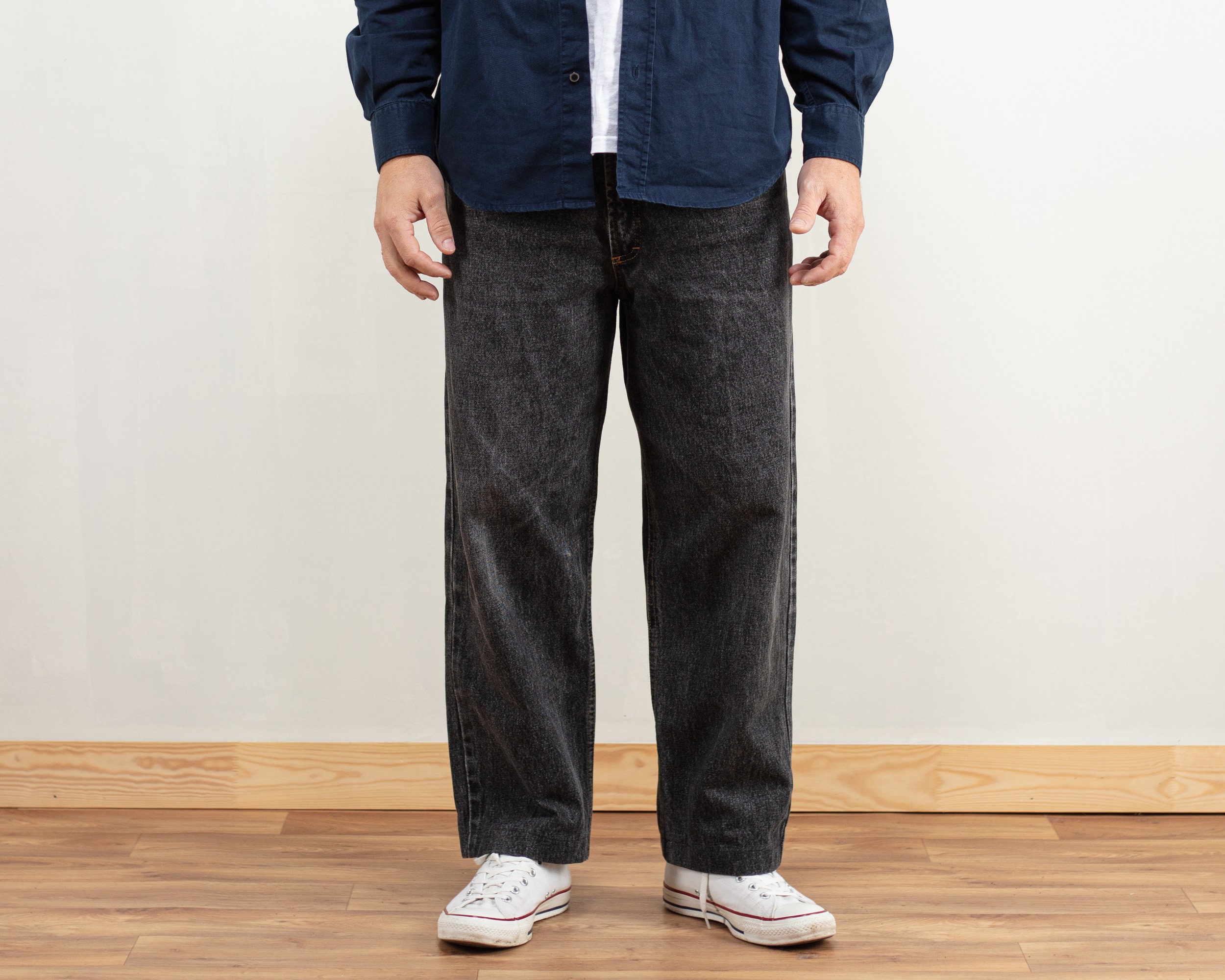 Vintage Black Jeans denim pants 90s men 