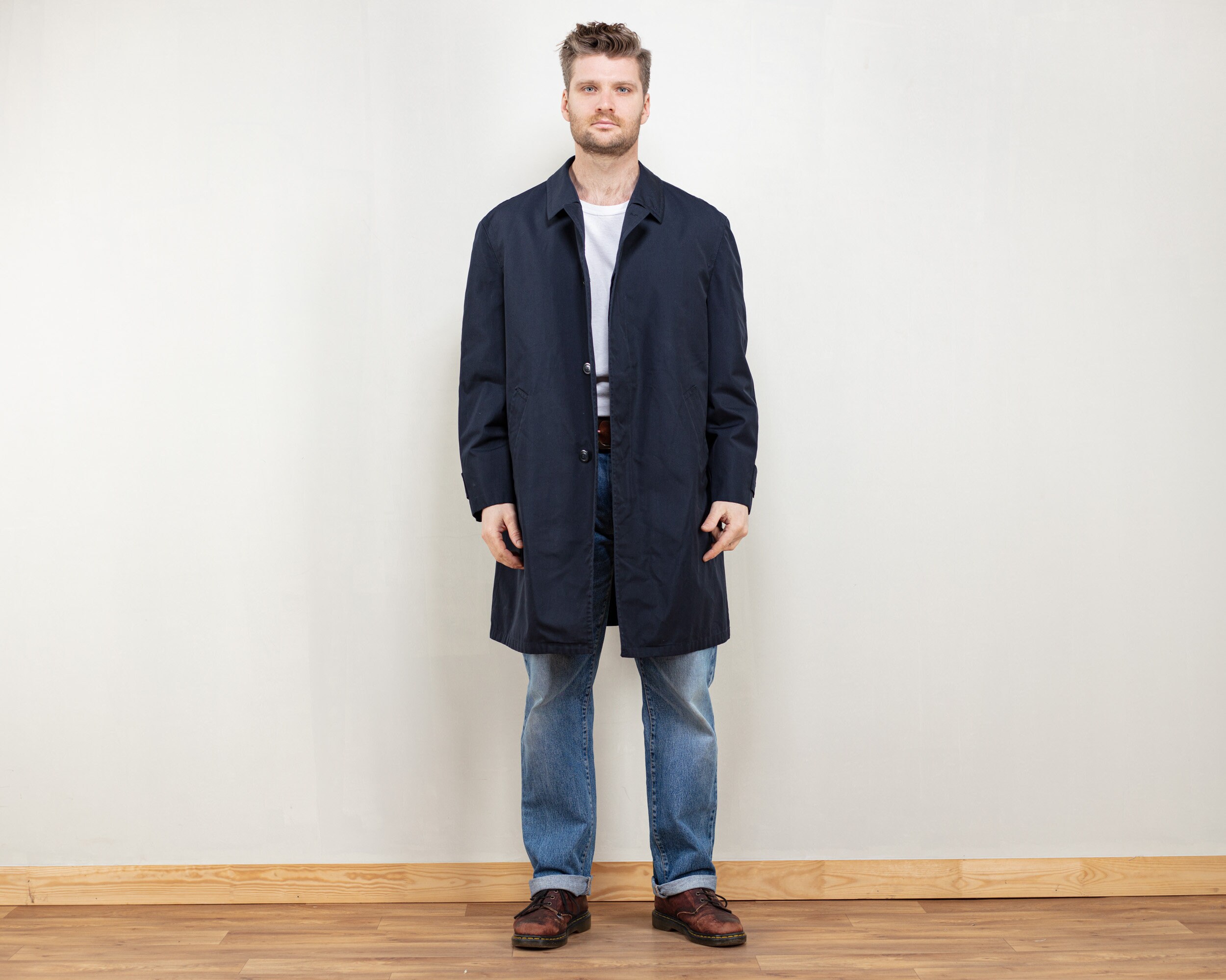 Mac Coat Man Vintage 70s Navy Blue 