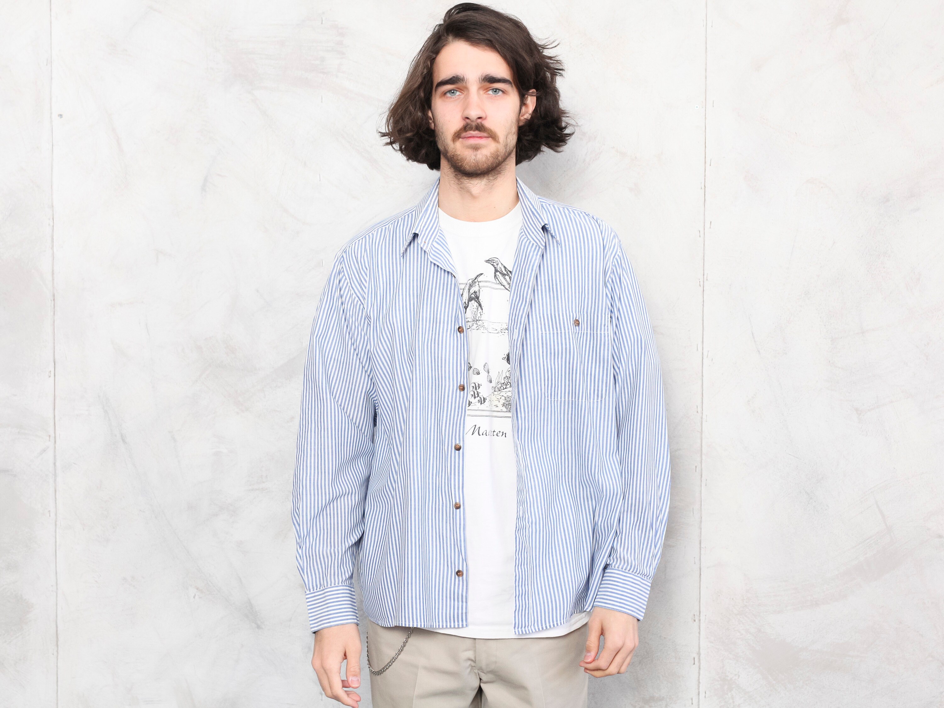 90s striped shirt mens