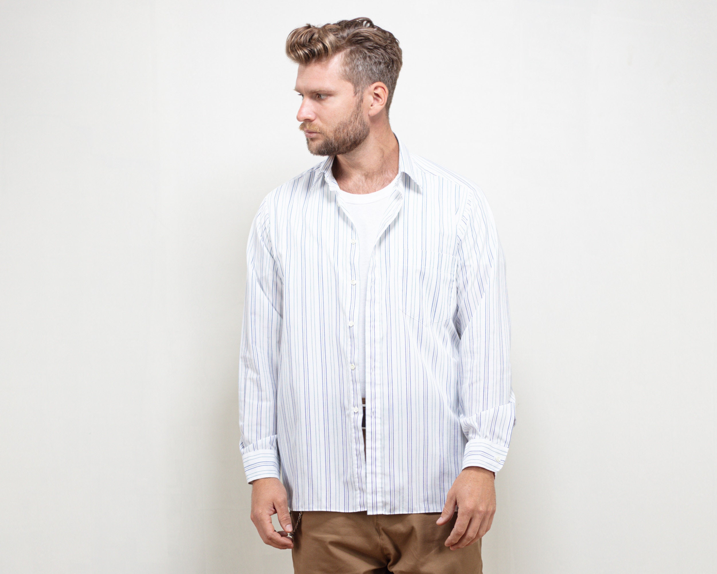 90s striped shirt mens