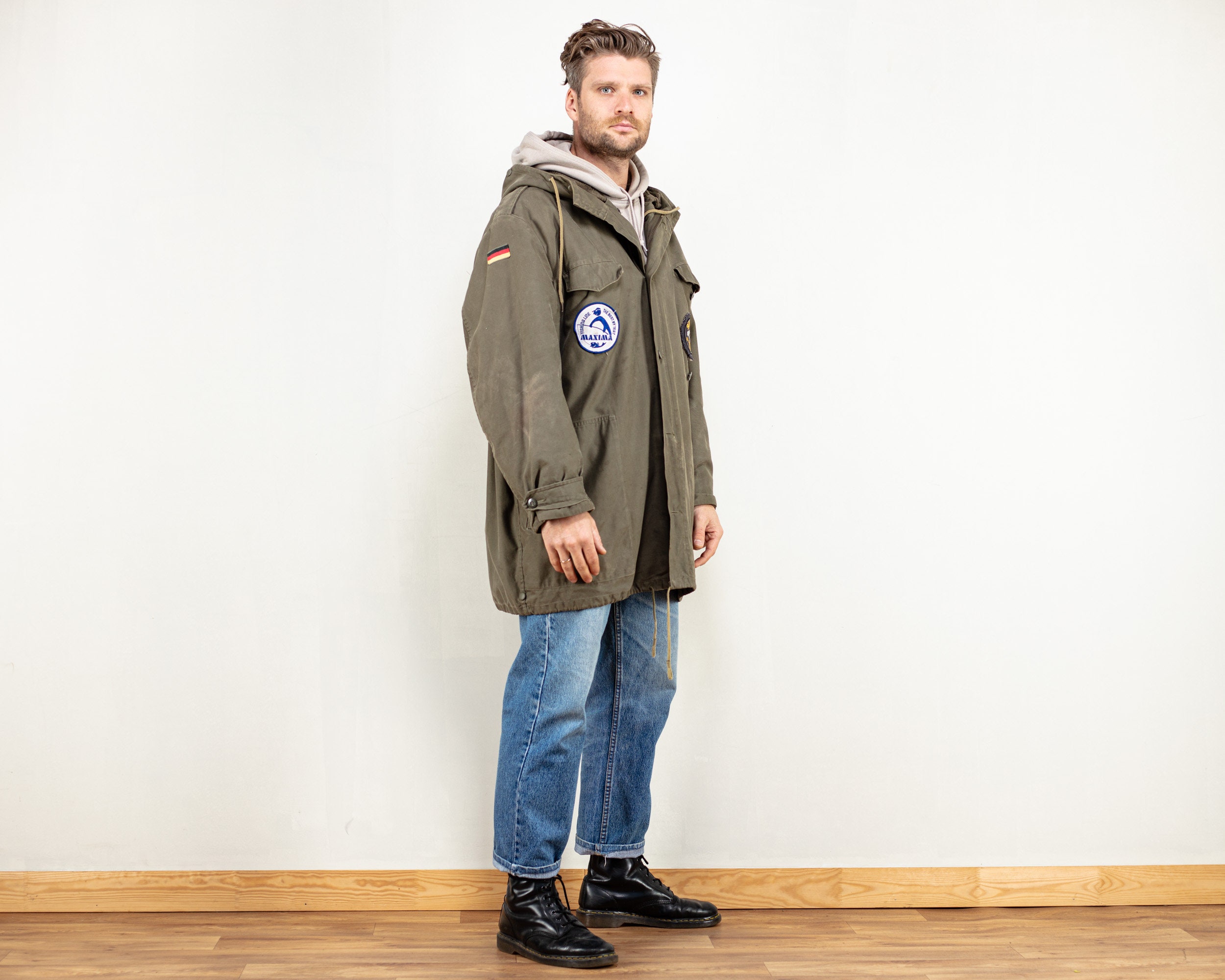 German Military Parka Jacket 80's green army surplus vintage