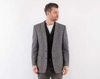 70s Tweed Wool Blazer, Vintage Retro Sport Coat, Men's Size L