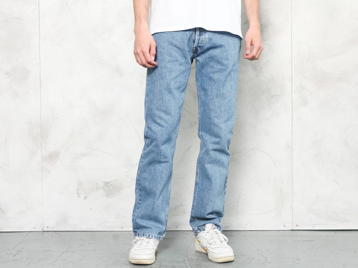 Y2K Denim Pants Vintage 1990s Straight Leg Men Trousers Medium - Etsy