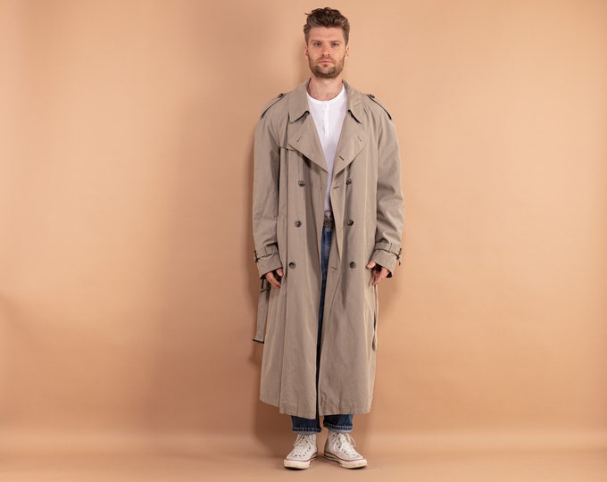 90's Oversized Trench Coat, Size XXL, Vintage Trench Coat, Double Breasted Coat, Minimalist Coat, Trench With Belt, Detective Coat, Spring