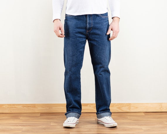 Vintage 90's Men Jeans Wide Leg Medium Wash Jeans Zip Fly - Etsy